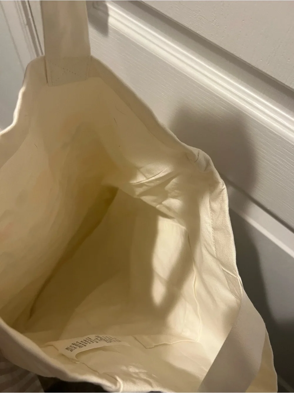 Creative Co-Op Cream Cotton Tote Bag with Printed Tag